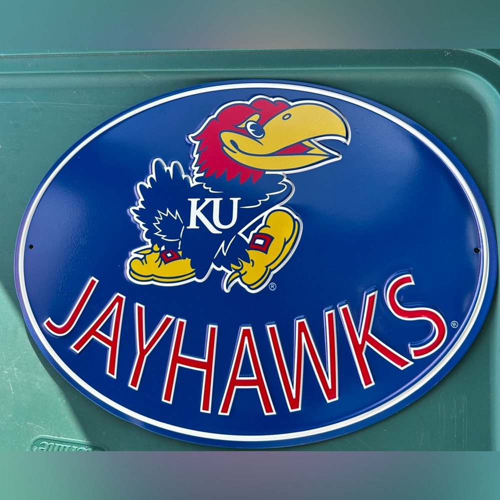 Kansas Jayhawks Metal Sign KU Oval Great Gift NEW